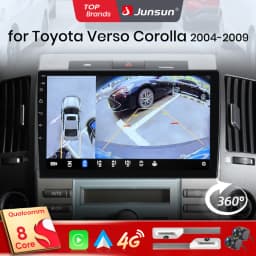Junsun Qualcomm 8-Core 360 Camera Wireless CarPlay Android Auto Car Radio for Toyota Corolla Verso 2004-2009 GPS