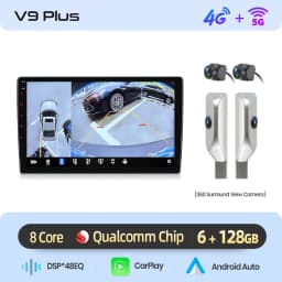 Junsun Qualcomm 8-Core 360 Camera Wireless CarPlay Android Auto Car Radio for Toyota Corolla Verso 2004-2009 GPS