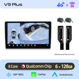 Junsun Qualcomm 8-Core 360 Camera Wireless CarPlay Android Auto Car Radio for Toyota Corolla Verso 2004-2009 GPS