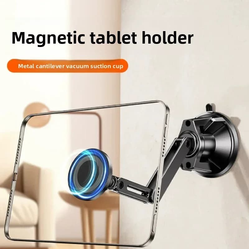 Universal Angle Adjustment Vacuum Suction Metal Cantilever Magnetic Stand for All Phones/Tablets Desktop & Wall-Mounted Use