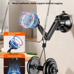 Universal Angle Adjustment Vacuum Suction Metal Cantilever Magnetic Stand for All Phones/Tablets Desktop & Wall-Mounted Use
