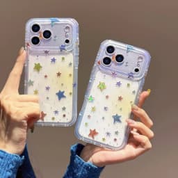 Transparent Gradient Stars Phone Case For iPhone 17 Pro Max 16 15 14 Pro Max 17 Pro Gilded IMD Ultra Thin Shockproof Cover