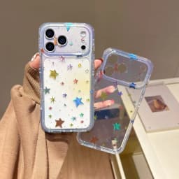 Transparent Gradient Stars Phone Case For iPhone 17 Pro Max 16 15 14 Pro Max 17 Pro Gilded IMD Ultra Thin Shockproof Cover