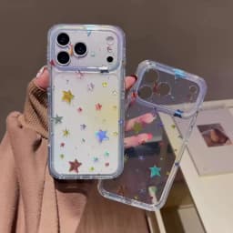 Transparent Gradient Stars Phone Case For iPhone 17 Pro Max 16 15 14 Pro Max 17 Pro Gilded IMD Ultra Thin Shockproof Cover