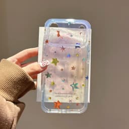 Transparent Gradient Stars Phone Case For iPhone 17 Pro Max 16 15 14 Pro Max 17 Pro Gilded IMD Ultra Thin Shockproof Cover