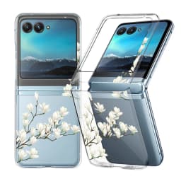 Flowers Pattern Transparent Folding Case For Motorola Razr 70 60 40 50 Ultra Razr70 Razr60 Razr50 Shockproof Hard PC Phone Cover
