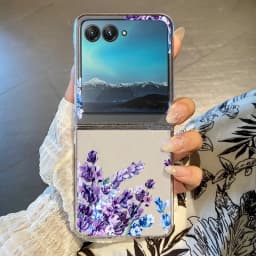 Flowers Pattern Transparent Folding Case For Motorola Razr 70 60 40 50 Ultra Razr70 Razr60 Razr50 Shockproof Hard PC Phone Cover