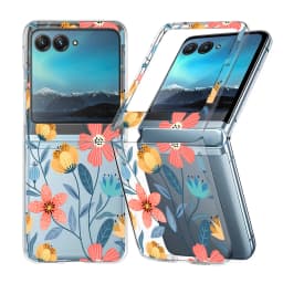 Flowers Pattern Transparent Folding Case For Motorola Razr 70 60 40 50 Ultra Razr70 Razr60 Razr50 Shockproof Hard PC Phone Cover