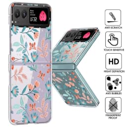 Flowers Pattern Transparent Folding Case For Motorola Razr 70 60 40 50 Ultra Razr70 Razr60 Razr50 Shockproof Hard PC Phone Cover