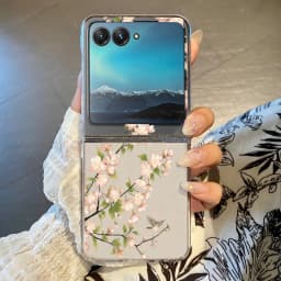 Flowers Pattern Transparent Folding Case For Motorola Razr 70 60 40 50 Ultra Razr70 Razr60 Razr50 Shockproof Hard PC Phone Cover