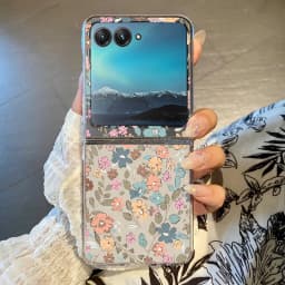 Flowers Pattern Transparent Folding Case For Motorola Razr 70 60 40 50 Ultra Razr70 Razr60 Razr50 Shockproof Hard PC Phone Cover