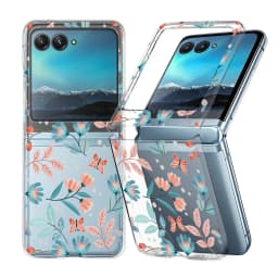 Flowers Pattern Transparent Folding Case For Motorola Razr 70 60 40 50 Ultra Razr70 Razr60 Razr50 Shockproof Hard PC Phone Cover