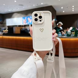 Luxury Crossbody Lanyard Cord Rope Cute Love Heart Soft Case For iPhone 17 16 15 14 Pro Max 13 12 11 X 7 8 Plus Shockproof Cover