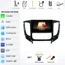 Android 16 Carplay Car Radio For Mitsubishi Pajero Sport 3 L200 5 Triton 3 2015-2019 Multimedia Video Player GPS Stereo 2Din DVD