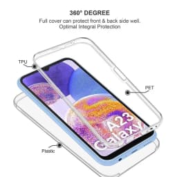 360 Full Body Front+Back Case For Samsung A23 A24 A25 A55 A54 A53 A52 A32 A33 A34 A14 A15 A05 A05S A12 A13 Clear PC Hard Cover