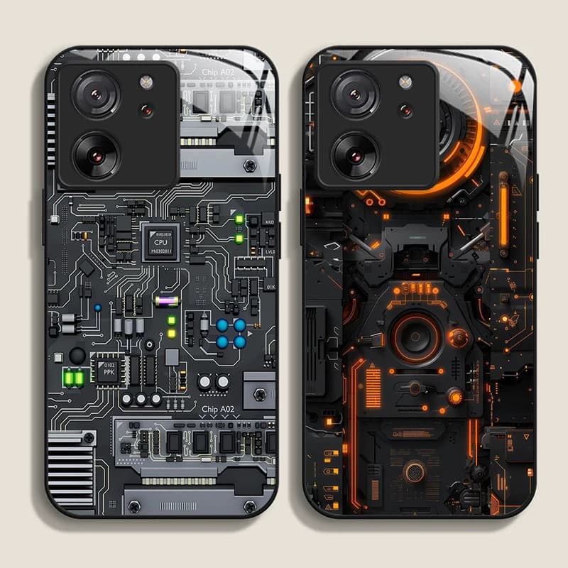 Creative Mechanical Circuit Board Pattern Glass Phone Case for Motorola Moto G85 G84 G75 G55 Edge 50 Fusion 40 Neo 30 Pro Cover