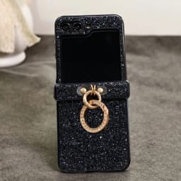 Luxurious Shiny Diamond Rhinestone Glitter Ring Buckle Case For Samsung Galaxy Z Flip 8 7 6 5 4 3 Protective 3-PIECE Back Cover