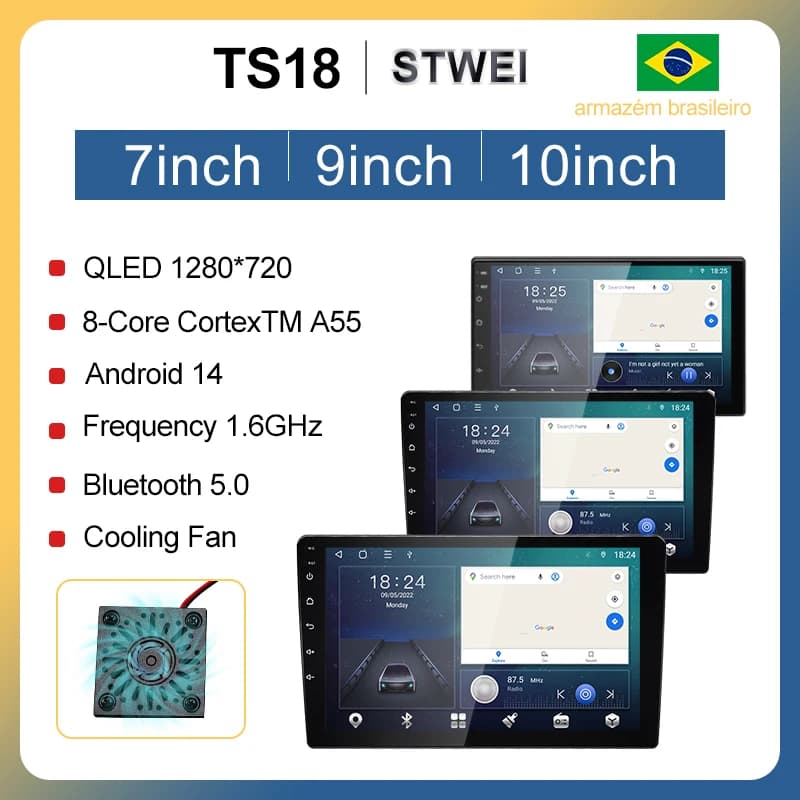 STWEI 1DIN android13 QLED 2K Screen Car Radio 7/9/10inch Universal Host Players Topway T100 TS18 TS10 For hyundai Suzuki Ford