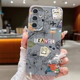 Air Line Travel Label Case For Samsung Galaxy S24 S25 Ultra S23 S22 Plus S21 FE A15 A16 A25 A26 A34 A35 A36 A54 A55 A56 5G Capa