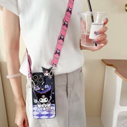For Xiaomi Redmi 8 9 10A 12 13 10C 12C 13C 14C A1 A3 Note 7 8 9 9s 10 11 12 13 14 Pro Milk Tea Kuromi Case With Holder Rope