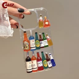 Ins Creative Fun Mini Wine Bottle Phone Case For iPhone 17 16 15 14 13 12 Pro Max Plus Personalised 3D Summer Beer Bottle Shell