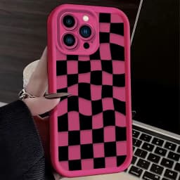 Black and White Checkered Phone Case For iPhone 16 16E 15 14 13 12 11 Pro Max X XS X S Max XR SE 2020 SE4 7 8 Silicone Cover
