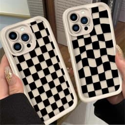 Black and White Checkered Phone Case For iPhone 16 16E 15 14 13 12 11 Pro Max X XS X S Max XR SE 2020 SE4 7 8 Silicone Cover