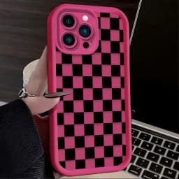 Black and White Checkered Phone Case For iPhone 16 16E 15 14 13 12 11 Pro Max X XS X S Max XR SE 2020 SE4 7 8 Silicone Cover