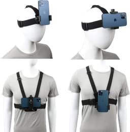 2 in 1 Mobile Phone Chest Strap Harness Stand Head Strap Holder Kit for IPhone GoPro POV Vlog Hands Free Universal Bracket Mount