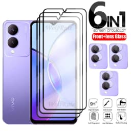 6-in-1 For Vivo Y17S Glass For Vivo Y17S Tempered Glass Phone Film Full Cover Glue 9H Screen Protector For Vivo Y17S Lens Glass