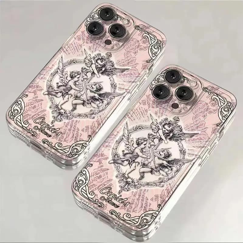 Middle Ages Retro Cupid Angel Phone Case For Samsung S24 S23 S22 S21 S20 S10 FE Note 20 10 Plus Ultra Lite 5G Clear TPU Cover