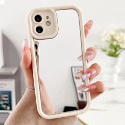 Simple Solid Color Case Compatible for IPhone 16 11 13 15 14 12 Pro Max XR X XS Max 16 8 15 7 Plus SE 2020 Make Up Mirror Cover