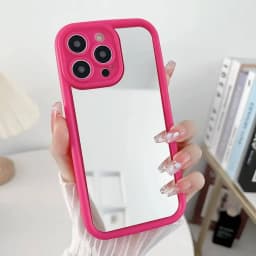 Simple Solid Color Case Compatible for IPhone 16 11 13 15 14 12 Pro Max XR X XS Max 16 8 15 7 Plus SE 2020 Make Up Mirror Cover