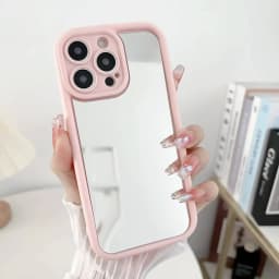 Simple Solid Color Case Compatible for IPhone 16 11 13 15 14 12 Pro Max XR X XS Max 16 8 15 7 Plus SE 2020 Make Up Mirror Cover