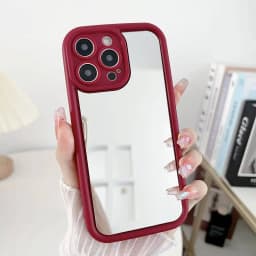 Simple Solid Color Case Compatible for IPhone 16 11 13 15 14 12 Pro Max XR X XS Max 16 8 15 7 Plus SE 2020 Make Up Mirror Cover