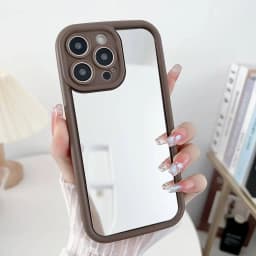 Simple Solid Color Case Compatible for IPhone 16 11 13 15 14 12 Pro Max XR X XS Max 16 8 15 7 Plus SE 2020 Make Up Mirror Cover