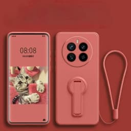 Case For Realme 14Pro Liquid Silicone Lanyard Stand Holder Phone Cover For Realme 14 13 12 11 Pro Plus Soft Shockproof Back Case