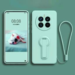 Case For Realme 14Pro Liquid Silicone Lanyard Stand Holder Phone Cover For Realme 14 13 12 11 Pro Plus Soft Shockproof Back Case