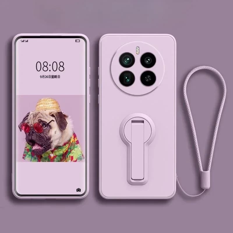 Case For Realme 14Pro Liquid Silicone Lanyard Stand Holder Phone Cover For Realme 14 13 12 11 Pro Plus Soft Shockproof Back Case