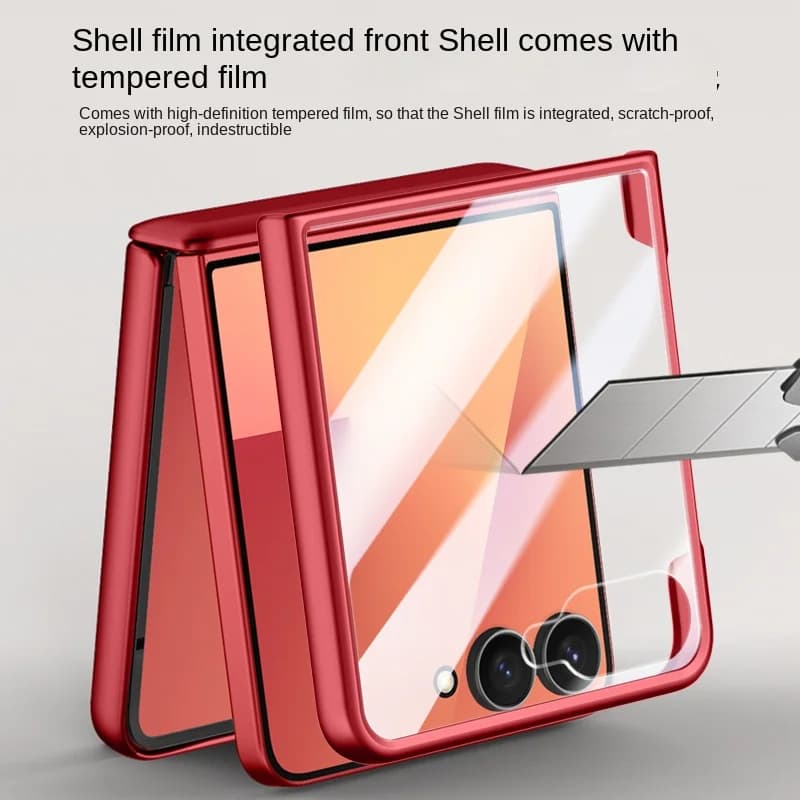 For Samsung Galaxy Z Flip 7 Rotating Skin Magnetic Lens Full Protection Tempered Glass Film Magnetic Drop Resistant Phone Case