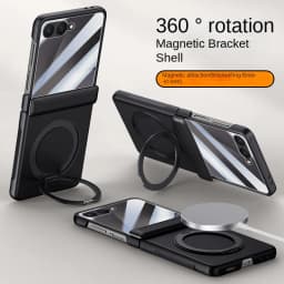 For Samsung Galaxy Z Flip 7 Rotating Skin Magnetic Lens Full Protection Tempered Glass Film Magnetic Drop Resistant Phone Case
