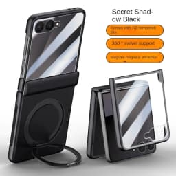 For Samsung Galaxy Z Flip 7 Rotating Skin Magnetic Lens Full Protection Tempered Glass Film Magnetic Drop Resistant Phone Case