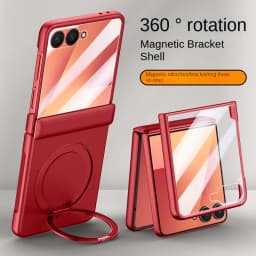 For Samsung Galaxy Z Flip 7 Rotating Skin Magnetic Lens Full Protection Tempered Glass Film Magnetic Drop Resistant Phone Case