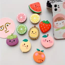 Cute Fruit Strawberry Foldable Grip Phone Holder for iPhone 17 16 Samsung Support Tok Socket Pocket Finger Bracket Griptok Stand