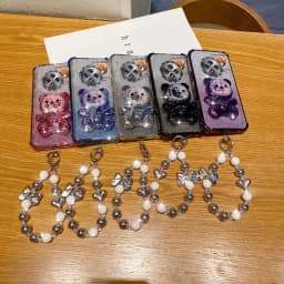Pearl Strap Lanyard Glitter Love Comes Phone Holder Case For Oppo Reno 12F 13F 12 13 11 10 8 8T 6 9 Pro Plus 4G 5G Stand Cover