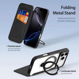 DUX DUCIS For iPhone 17 Air 16 Pro Max 16 Plus Case Magsafe Wireless Charging Rotating Metal Magnetic Stand Leather Cover