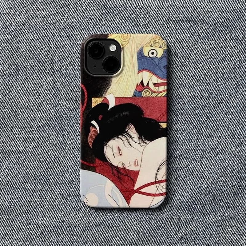Japanese Ukiyo-e Traditional Figure Mythical Beast Motifs Phone Case for iPhone 18 17 16 15 14 11 12 13 Pro Max Plus Back Cover