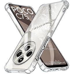 Luxury Clear Phone Case for Xiaomi Poco C75 C67 Back Transparent SoftShockproof Full Cover Poxo Pocco Poko C65 C61 C55 C51 C40
