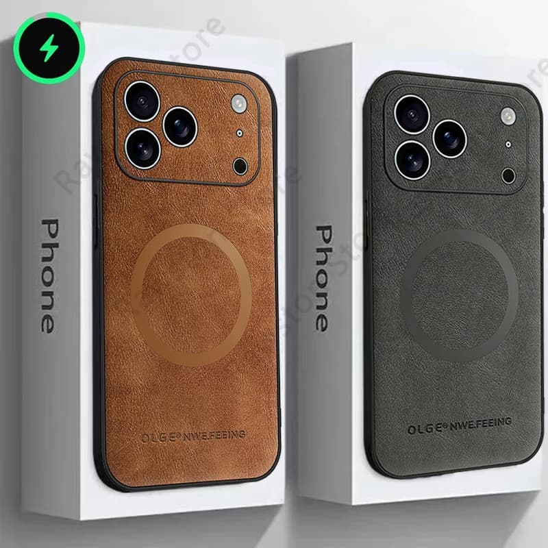 for MagSafe Luxury Leather Case for Apple iPhone 18 17 Pro Max 16 13 12 14 15 Plus MacSafe Magnetic Wireless Shockproof Cover