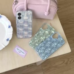 Korean Ins Summer Ice Block Pattern Phone Case for iPhone 16 15 14 13 Pro Max Back Cover Funda
